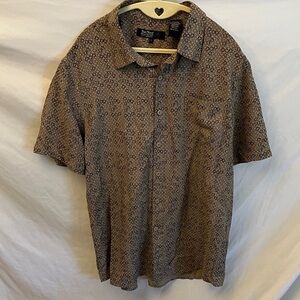 Nat Nast: Geometric Patterned Button Down Shirt- Silk blend- L